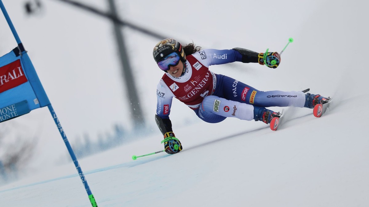 Federica Brignoneová počas obrovského slalomu v Sestriere.