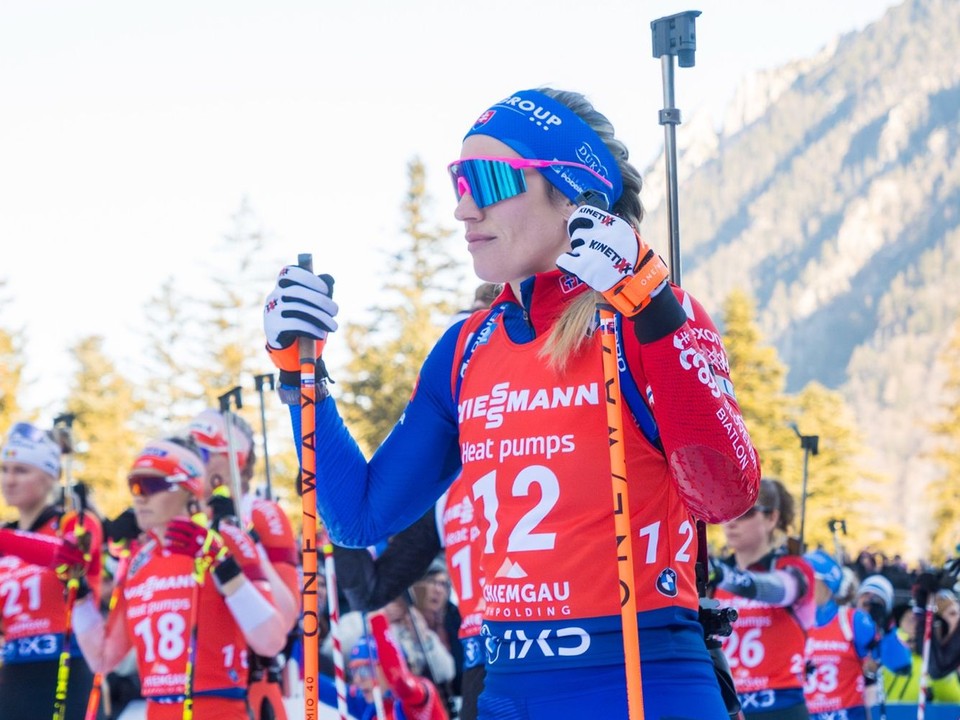 Paulína Bátovská Fialková počas stíhacích pretekov v Ruhpoldingu. 