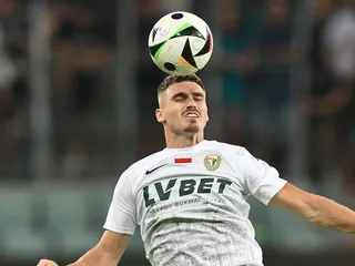 Slovenský futbalista Peter Pokorný v drese poľského klubu Slask Vroclav.