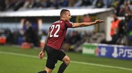 Lukáš Haraslín v zápase Malmö FF - AC Sparta Praha v play-off Ligy majstrov.