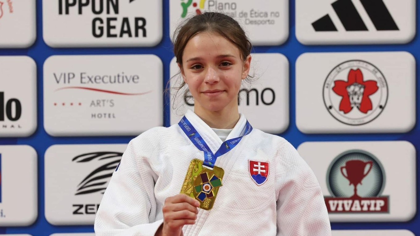 Džudistka Patrícia Tománková so zlatou medailou na ME 2023.