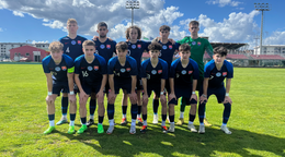 Slovenská reprezentácia do 16 rokov pred zápasom v rámci turnaja UEFA Development proti Izraelu U16 v Podgorici (2.4.2024).