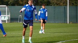 Adam Lami na tréningu reprezentácie do 19 rokov v Šamoríne pred 1. fázou kvalifikácie ME (6.10.2024)