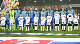 Na snímke základná jedenástka Slovenska pred zápasom C-divízie Ligy národov (LN) Slovensko - Estónsko v Trnave v utorok 19. novembra 2024. 
