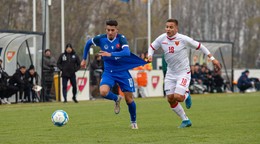 Ľuboš Praženka, Matije Badnjar v prípravnom zápase Slovensko U20 – Čierna Hora U20 v Dunajskej Strede (19.11.2024)