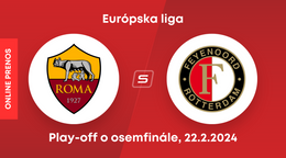 AS Rím - Feyenoord Rotterdam: ONLINE prenos z odvetného zápasu play-off o osemfinále v Európskej lige.