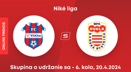 FC ViOn Zlaté Moravce - MFK Dukla Banská Bystrica: ONLINE prenos zo zápasu 6. kola skupiny o udržanie sa v Niké lige.