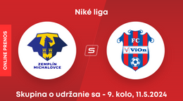 MFK Zemplín Michalovce - FC ViOn Zlaté Moravce: ONLINE prenos zo zápasu 9. kola skupiny o udržanie sa v Niké lige.