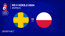 Švédsko - Poľsko: ONLINE prenos zo zápasu skupiny B na MS v hokeji 2024 v Česku.
