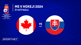 Slovensko - Kanada: ONLINE prenos zo zápasu štvrťfinále na MS v hokeji 2024 v Česku.
