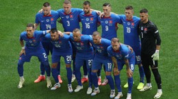 Slovenský tím pred zápasom proti Ukrajine na EURO 2024.