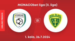 FK Pohronie - MŠK Žilina B: ONLINE prenos zo zápasu 1. kola MONACObet ligy (II. liga).