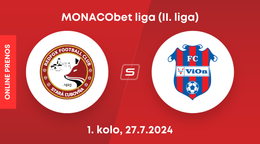 Stará Ľubovňa Redfox FC - FC ViOn Zlaté Moravce: ONLINE prenos zo zápasu 1. kola MONACObet ligy (II. liga).