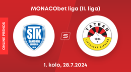 FC ŠTK 1914 Šamorín - MFK Tatran Liptovský Mikuláš: ONLINE prenos zo zápasu 1. kola MONACObet ligy (II. liga).