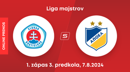 ŠK Slovan Bratislava - APOEL Nikózia: ONLINE prenos z 1. zápasu 3. predkola Ligy majstrov.