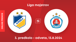 APOEL Nikózia - ŠK Slovan Bratislava: ONLINE prenos 3. predkola Ligy majstrov.