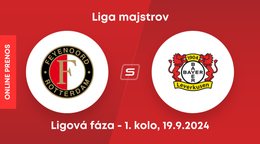 Feyenoord Rotterdam - Bayer Leverkusen: ONLINE prenos zo zápasu 1. kola ligovej fázy Ligy majstrov.