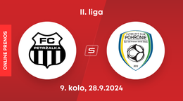 FC Petržalka - FK Pohronie: ONLINE prenos zo zápasu 9. kola II. ligy.