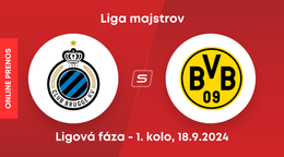 Club Bruggy - Borussia Dortmund: ONLINE prenos zo zápasu 1. kola ligovej fázy Ligy majstrov.