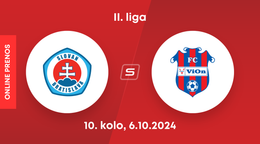 ŠK Slovan Bratislava B - FC ViOn Zlaté Moravce: ONLINE prenos zo zápasu 10. kola II. ligy.