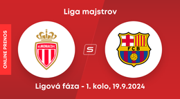 AS Monaco - FC Barcelona: ONLINE prenos zo zápasu 1. kola ligovej fázy Ligy majstrov.