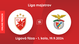 Crvena Zvezda Belehrad - Benfica Lisabon: ONLINE prenos zo zápasu 1. kola ligovej fázy Ligy majstrov.