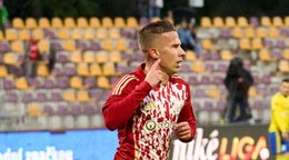 Martin Rymarenko sa teší po strelenom góle v zápase MFK Dukla Banská Bystrica - MFK Zemplín Michalovce v 10. kole Niké ligy.