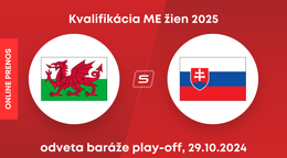 Wales - Slovensko: ONLINE prenos z odvetného zápasu baráže play-off kvalifikácie žien na ME 2025.