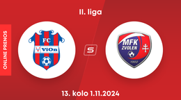 FC ViOn Zlaté Moravce - MFK Zvolen: ONLINE prenos zo zápasu 13. kola II. ligy.