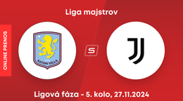 Aston Villa - Juventus FC: ONLINE prenos zo zápasu 5. kola ligovej fázy Ligy majstrov.