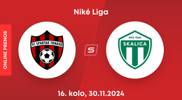 FC Spartak Trnava - MFK Skalica: ONLINE prenos zo zápasu 16. kola Niké ligy.