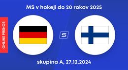 Nemecko - Fínsko: ONLINE prenos z MS v hokeji do 20 rokov 2025.