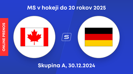 Kanada - Nemecko: ONLINE prenos zo zápasu skupiny A na MS v hokeji do 20 rokov 2025.