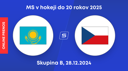 Kazachstan - Česko: ONLINE prenos zo zápasu skupiny B na MS v hokeji do 20 rokov 2025.