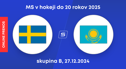 Švédsko - Kazachstan: ONLINE prenos z MS v hokeji do 20 rokov 2025.