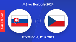 Slovensko - Česko: ONLINE prenos zo zápasu štvrťfinále MS vo florbale 2024. 