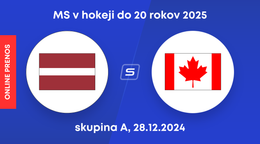 Lotyšsko - Kanada: ONLINE prenos z MS v hokeji do 20 rokov 2025.