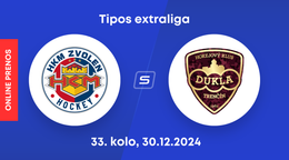 HKM Zvolen - HK Dukla Trenčín: ONLINE prenos zo zápasu 33. kola Tipos extraligy.