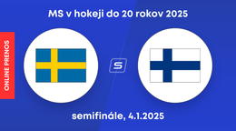 Švédsko - Fínsko: ONLINE prenos zo zápasu semifinále na MS v hokeji do 20 rokov 2025.