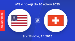 USA - Švajčiarsko: ONLINE prenos zo zápasu štvrťfinále na MS v hokeji do 20 rokov 2025.