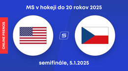 USA - Česko: ONLINE prenos zo zápasu semifinále na MS v hokeji do 20 rokov 2025.