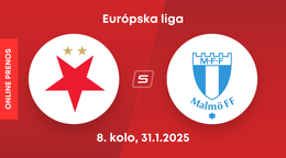 Slavia Praha: Malmo FF: ONLINE prenos zo zápasu 8. kola Európskej ligy.