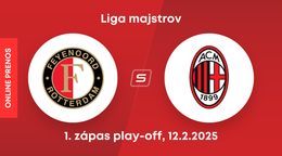 Feyenoord Rotterdam - AC Miláno: ONLINE prenos zo zápasu play-off Ligy majstrov. 