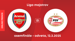 Arsenal FC - PSV Eindhoven: ONLINE prenos zo zápasu osemfinále Ligy majstrov.