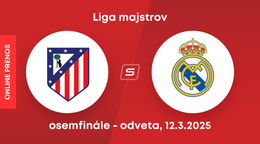 Atlético Madrid - Real Madrid: ONLINE prenos zo zápasu osemfinále Ligy majstrov.