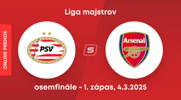 PSV Eindhoven - Arsenal FC: ONLINE prenos zo zápasu osemfinále Ligy majstrov. 