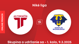 AS Trenčín - MFK Zemplín Michalovce: ONLINE prenos zo zápasu 1. kola skupiny o udržanie sa v Niké lige.