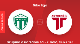 MFK Skalica - AS Trenčín: ONLINE prenos zo zápasu 2. kola skupiny o udržanie sa v Niké lige.