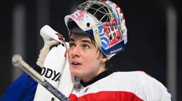 Brankár Michal Prádel v reprezentačnom drese. 