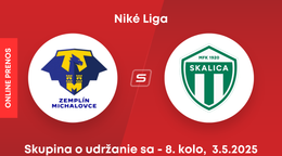 MFK Zemplín Michalovce - MFK Skalica: ONLINE prenos zo zápasu 8. kola skupiny o udržanie sa v Niké lige.